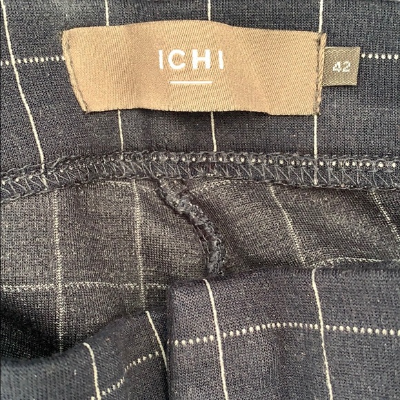 ICHI navy grid print slim fit pant - Picture 4 of 5